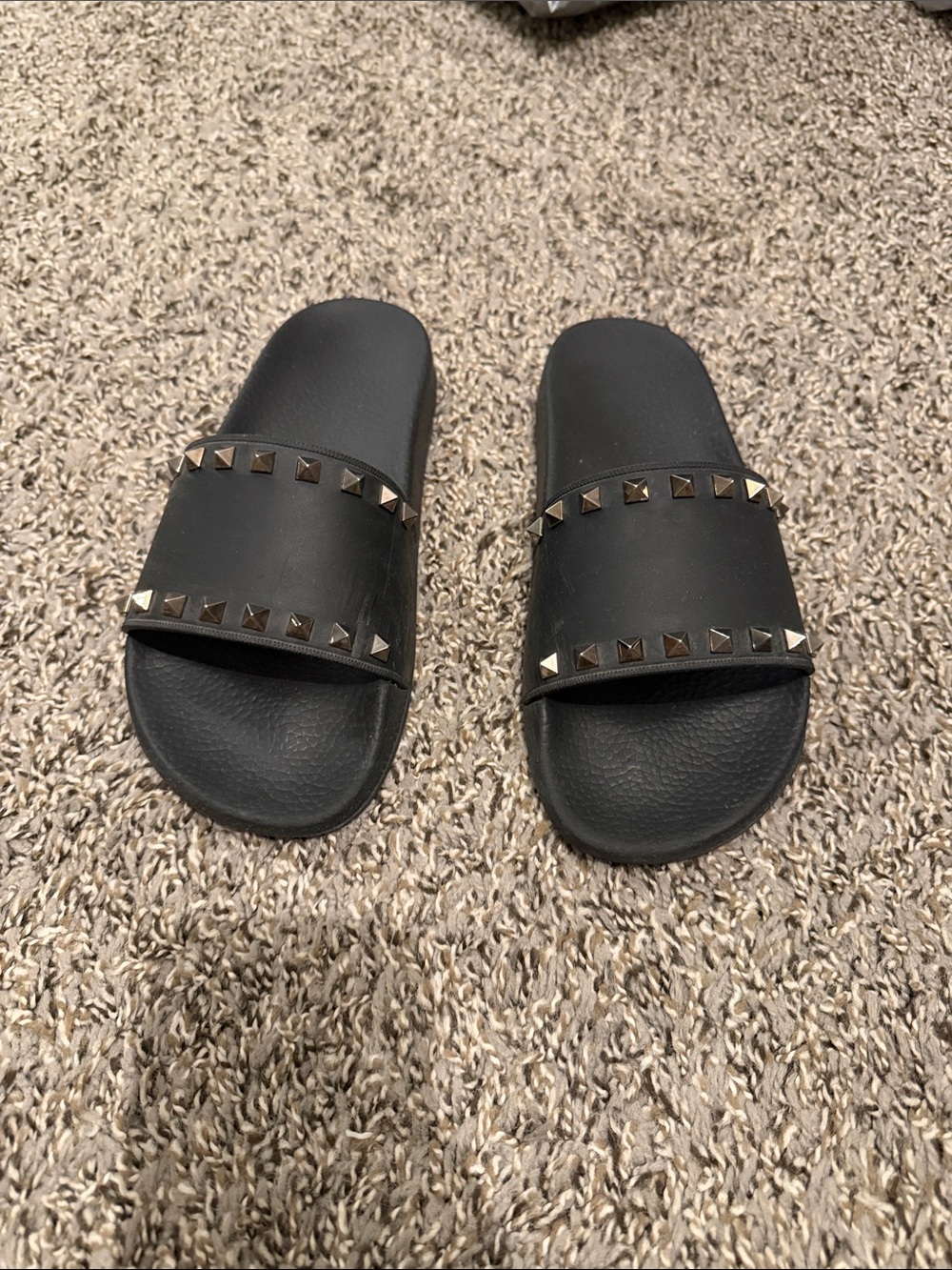 Valentino Garavani Black Studded Slide Sandals size 39